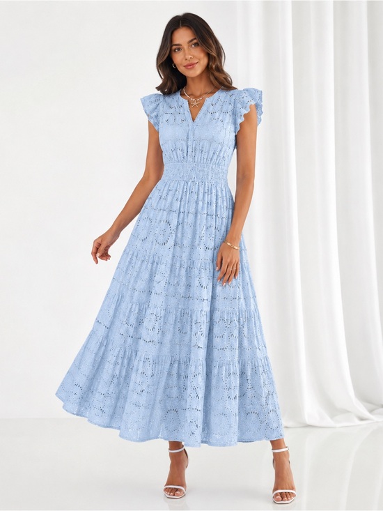 Dresses & Skirts - NEW - Light Blue Eyelet Lace Maxi Dress | Boho Wedding Guest & Vacation Dress